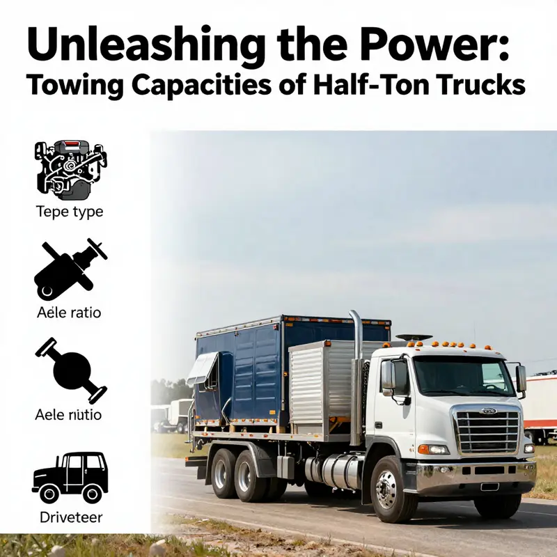 A half-ton truck demonstrating its typical towing capacities on the road.