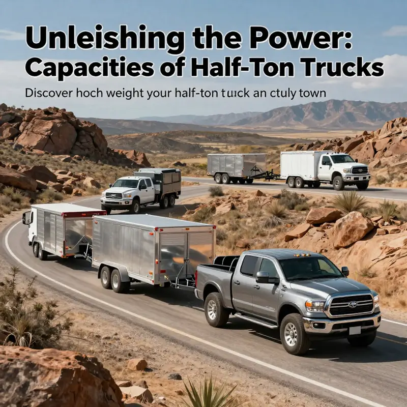 Half-ton trucks towing trailers across different landscapes, illustrating their towing capabilities.
