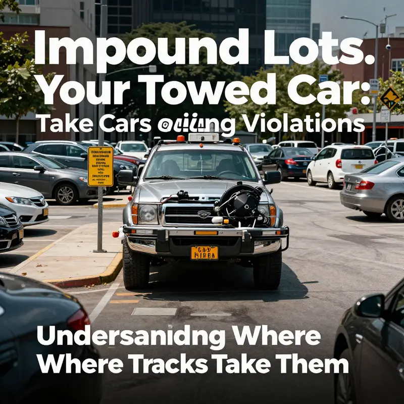 A bustling impound lot showcasing vehicles that have been towed due to parking violations.