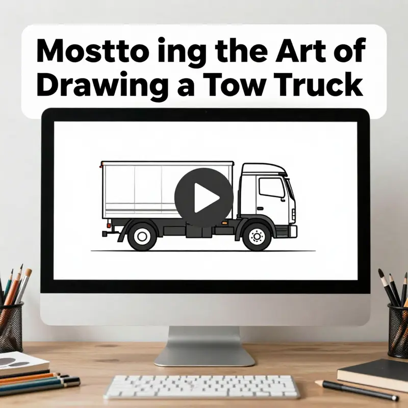 A visual guide showcasing the basic shapes for drawing a tow truck.
