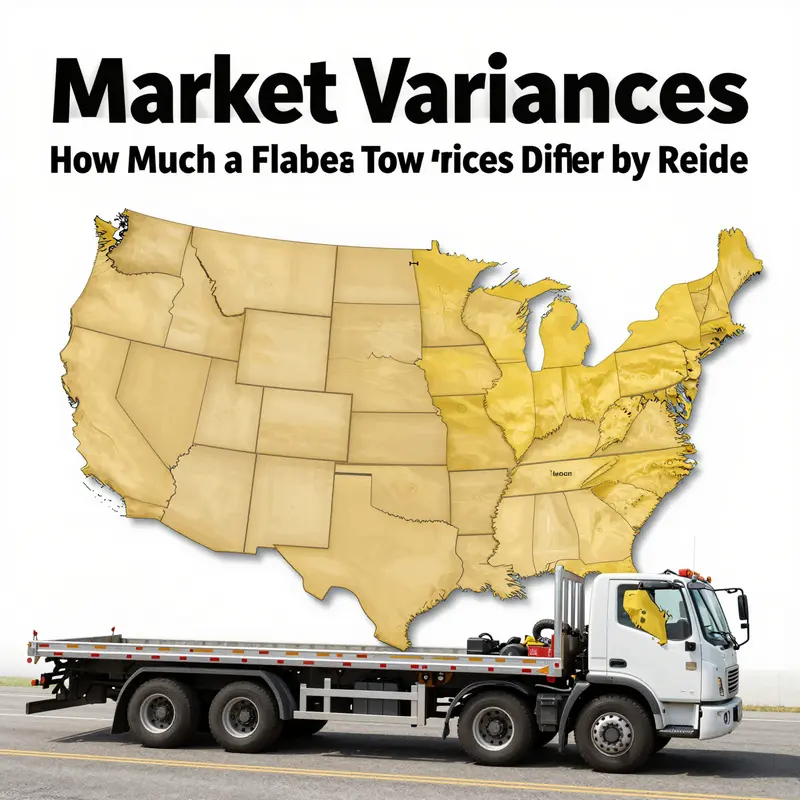 An infographic illustrating the cost breakdown of different categories of flatbed tow trucks.