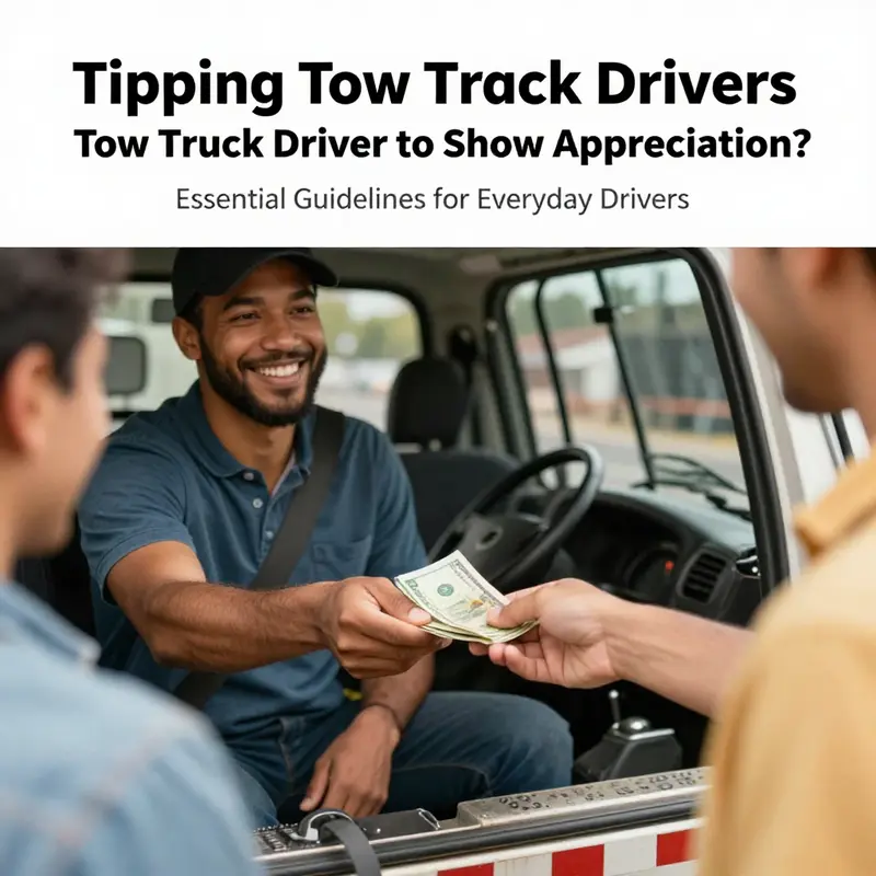 A tow truck driver aids a motorist, setting the stage for understanding tipping based on service provided.