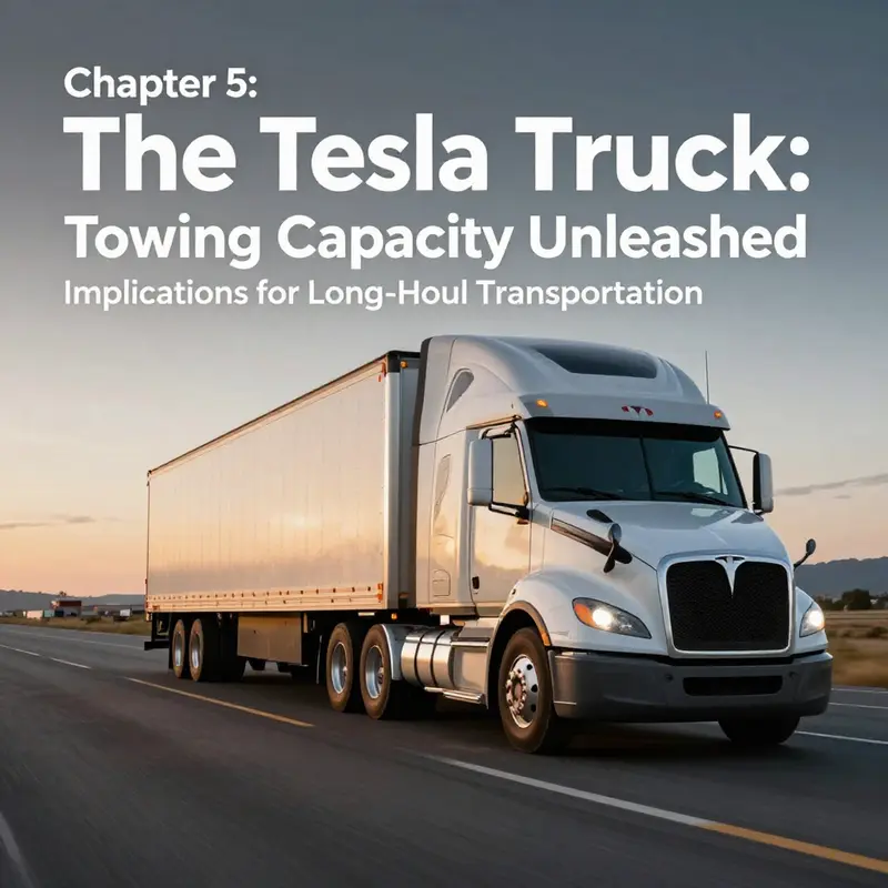 Comparative view of a Tesla Semi truck in a trucking yard focusing on its towing capacity.