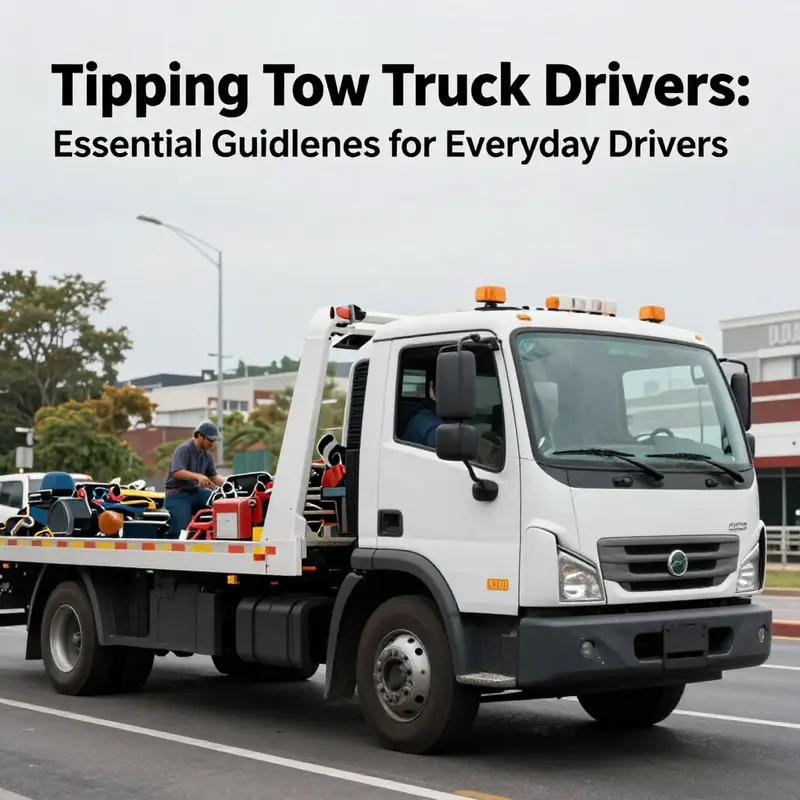 A tow truck situated in a cityscape, capturing the essence of towing services and driver professionalism.
