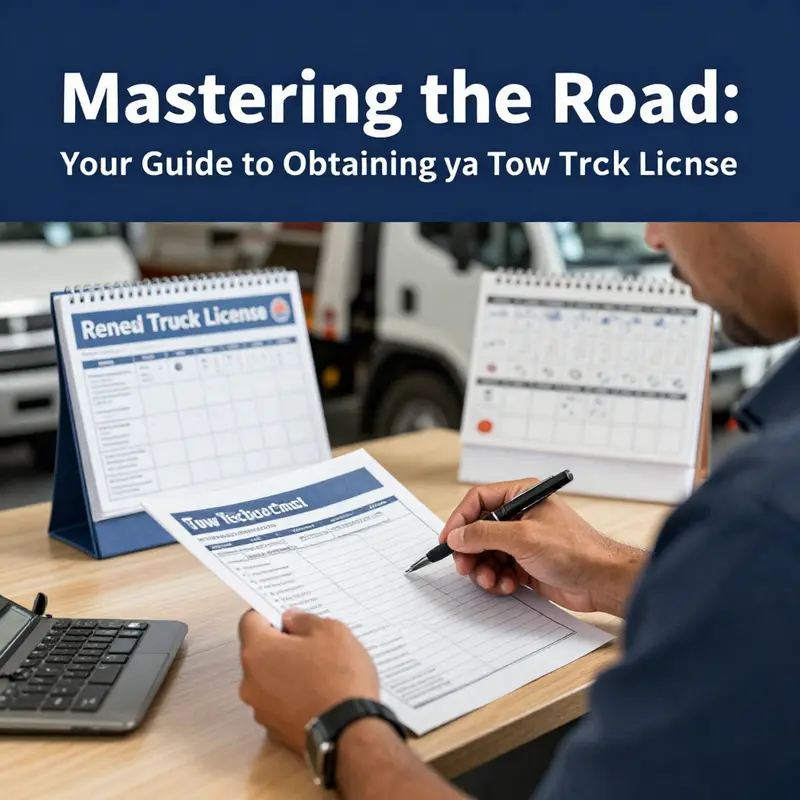 Checklist of eligibility requirements for obtaining a tow truck license.