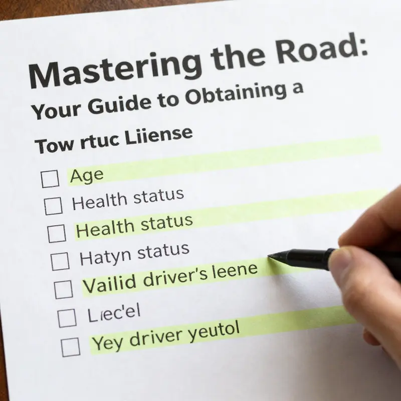 Checklist of eligibility requirements for obtaining a tow truck license.