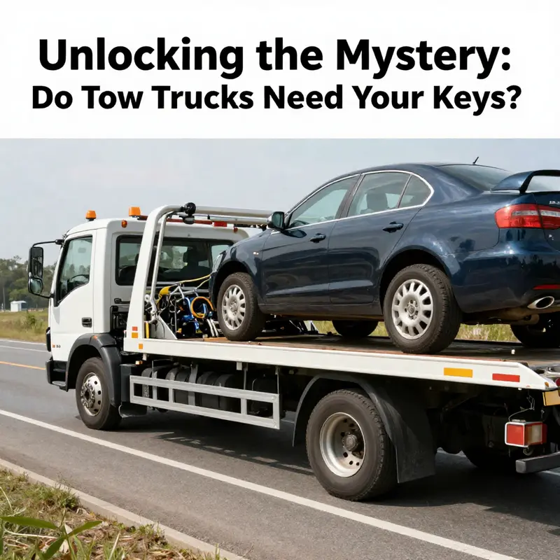 A tow truck efficiently loading a vehicle, highlighting that keys are often not required.