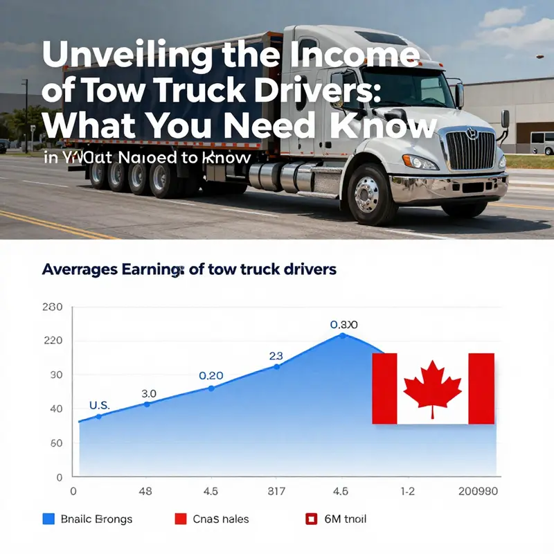 A comparison of average annual earnings for tow truck drivers in the U.S. and Canada.