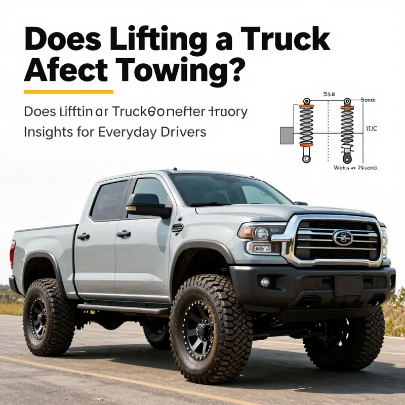 The dynamics of towing are significantly impacted by lifting a truck, demonstrated here with a lifted truck towing a trailer.