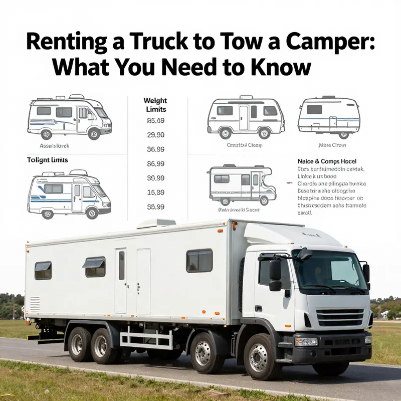 Various rental trucks suitable for towing campers, ready for outdoor adventures.