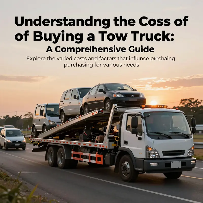 Various tow trucks, including light and heavy-duty models towing vehicles on a busy roadway at sunset.