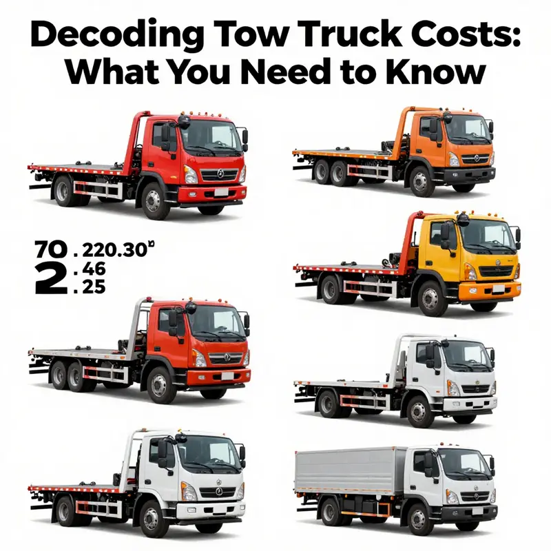 Infographic showcasing the price ranges for various types of tow trucks.