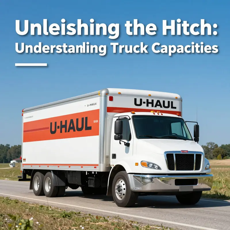 A U-Haul truck driving through a picturesque landscape, highlighting transportation and moving capabilities.