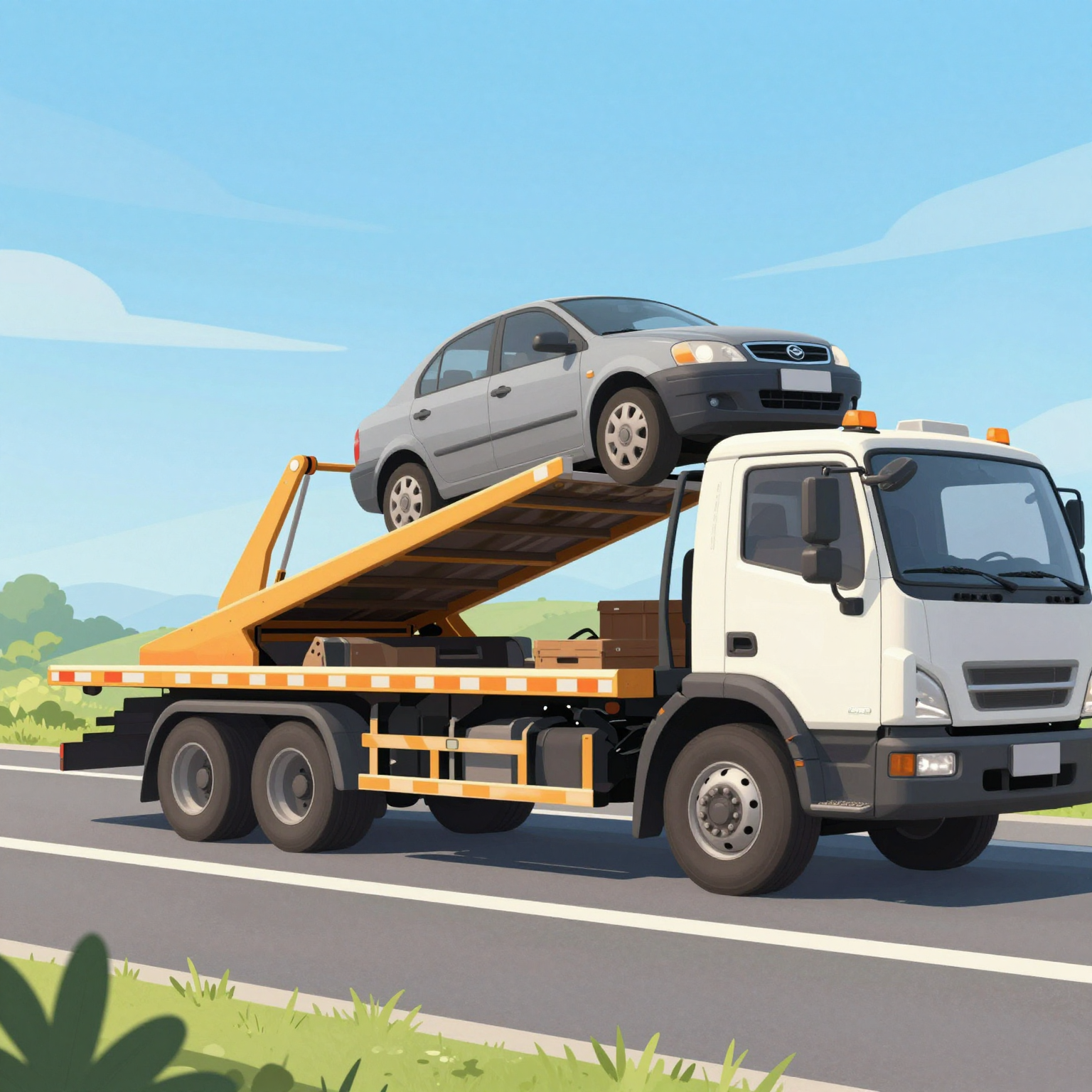Tow Truck Helping a Stranded Vehicle