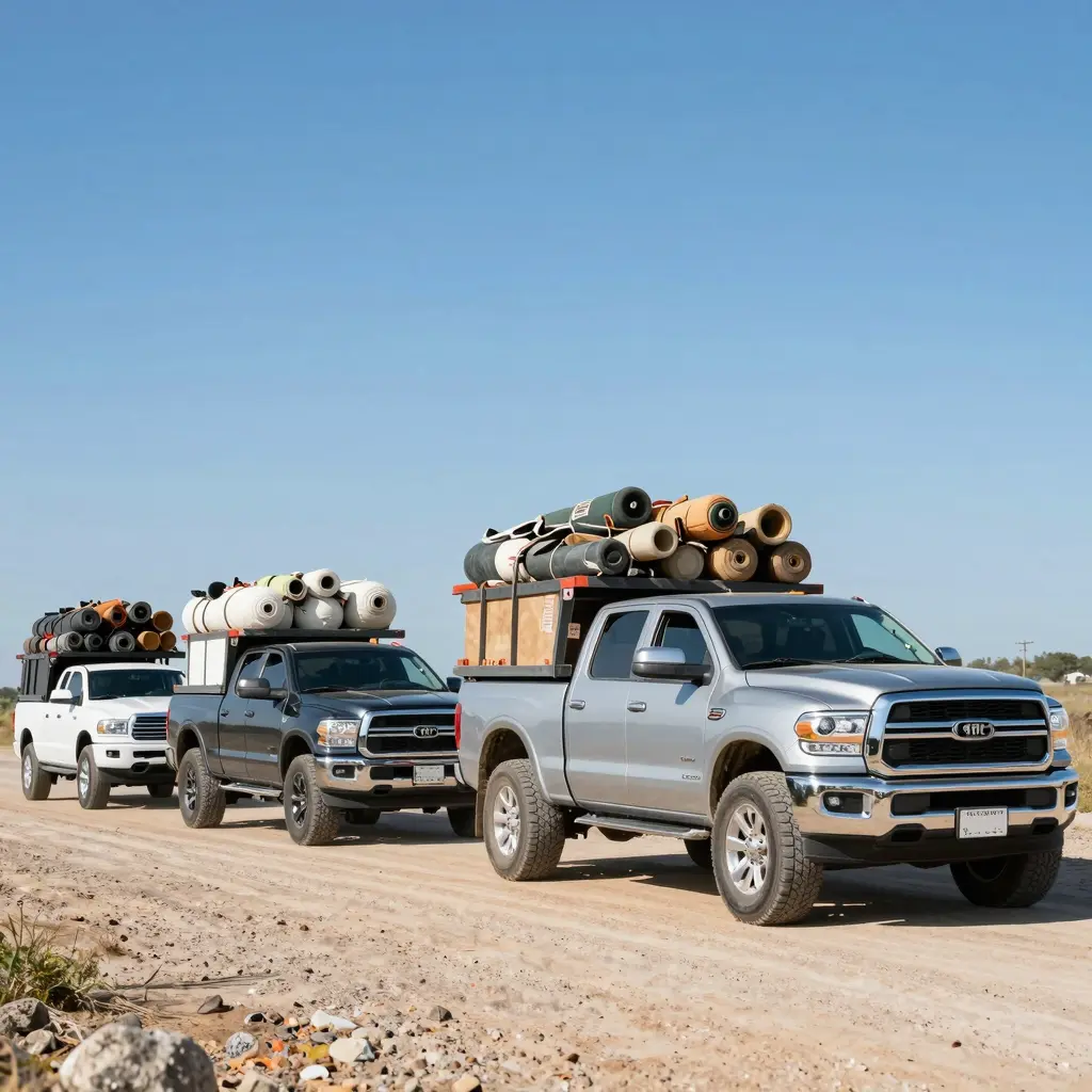 Trucks towing heavy loads